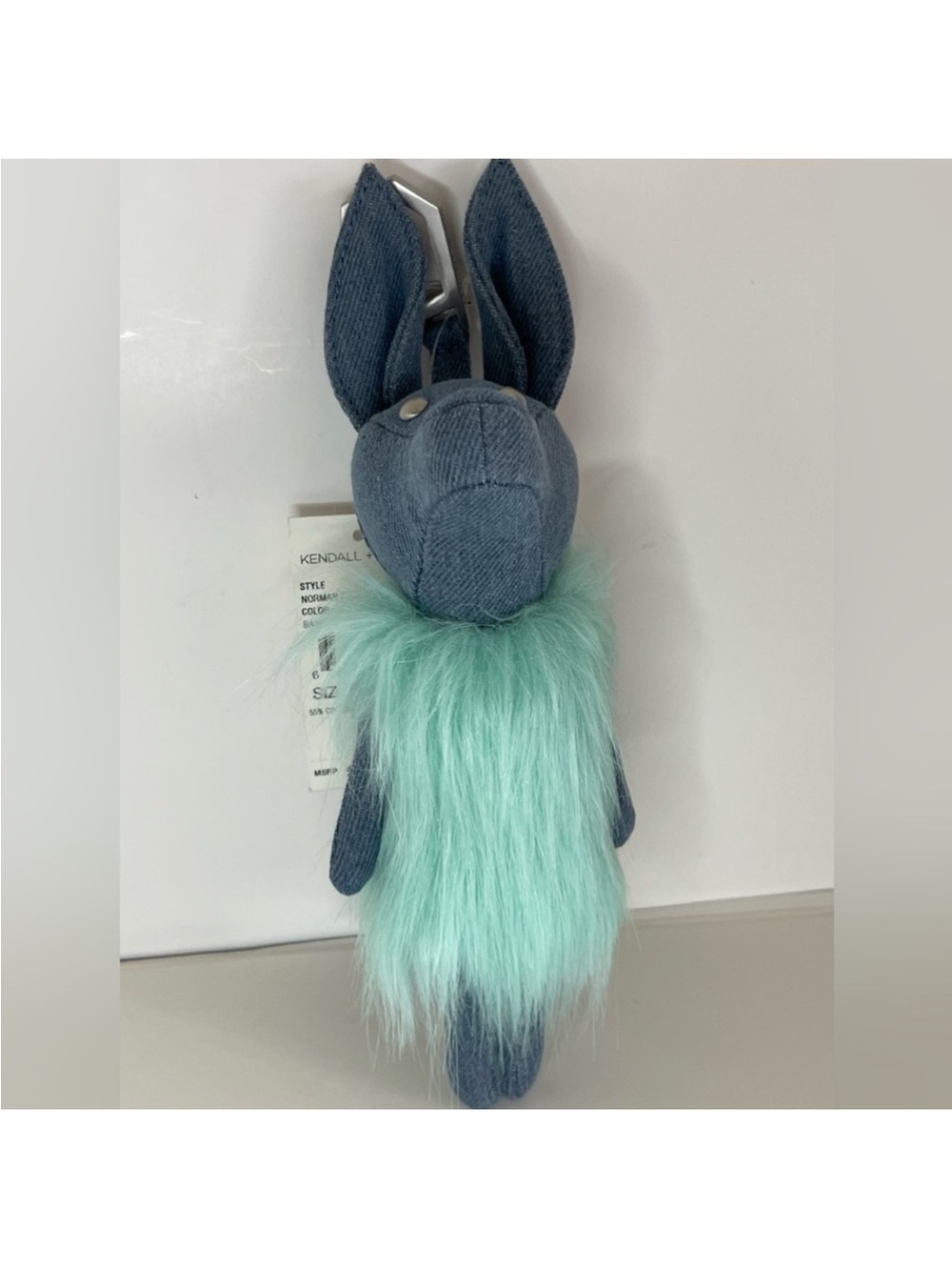 Kendall & Kylie  Blue Bunny Plush Keychain with Mint Fur NWT RARE